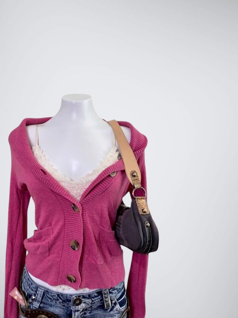 Early 2000s Mossimo Dusty Pink Knit Button Up Cardigan | Preppy Soft Girl Aesthe - Picture 2 of 5
